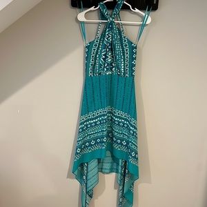 BCBG hi-low high neck dress